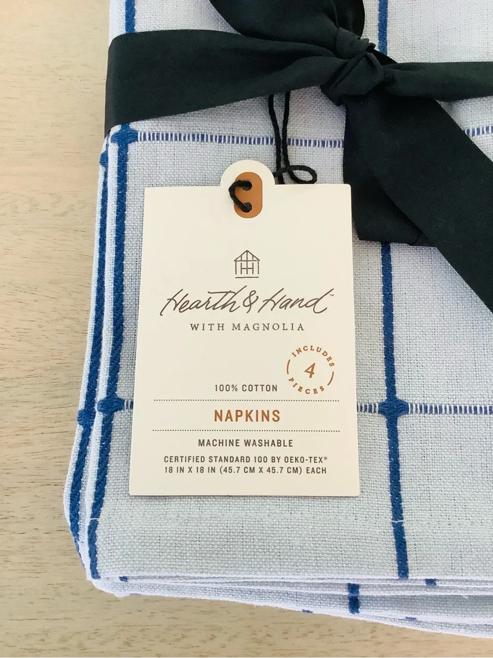 4pc Hearth & Hand Magnolia Blue Gingham Napkin Set